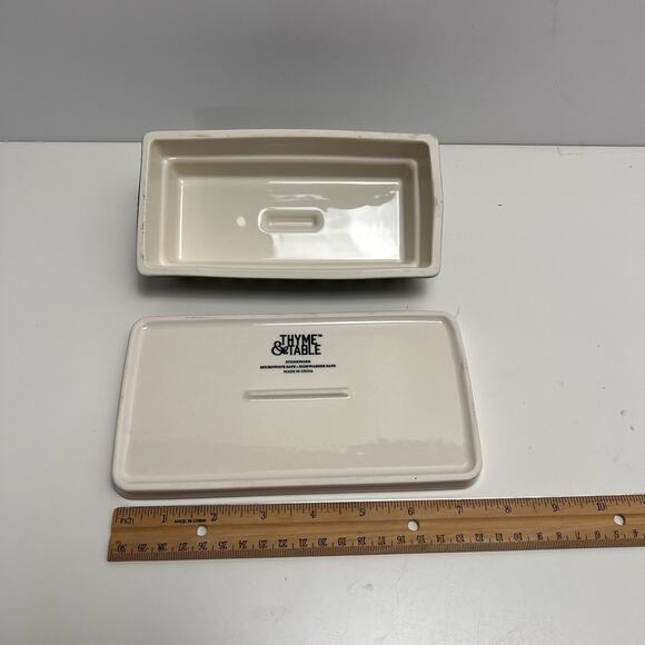 THYME & TABLE Ceramic Butterdish~ Covered ~ 2.25" x 4" x 7.5" - Picture 5 of 6